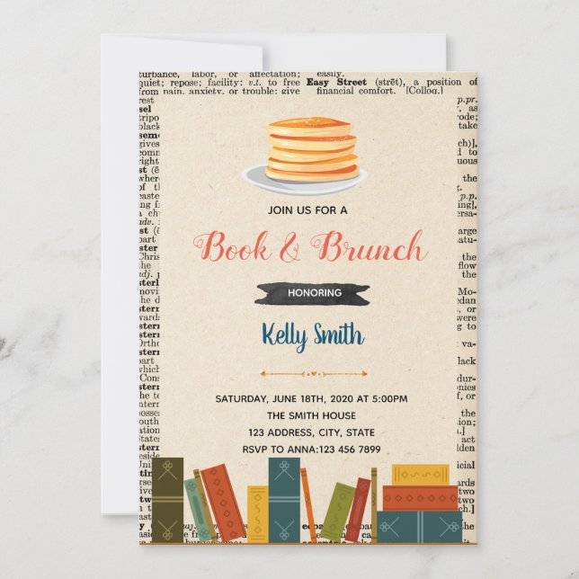 Convite para festa de livros e brunch (Frente)