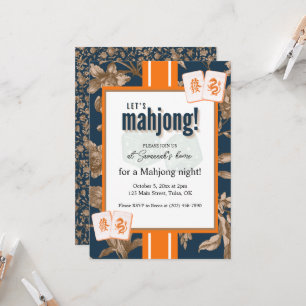 Convite para Festa de Mahjong, toile de navalha do