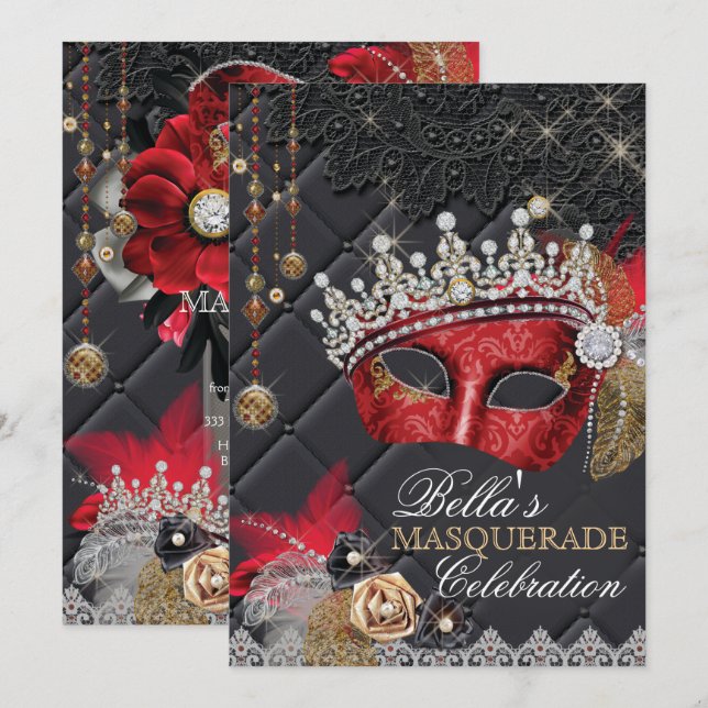 Convite para Festa de Mascarada dos Meus Quinze An (Frente/Verso)
