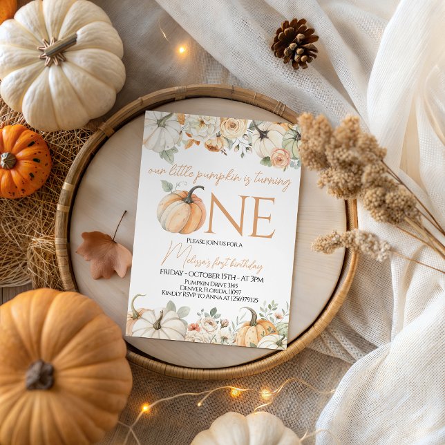 Convite para Festa de Menina do outono Floral (Criador carregado)