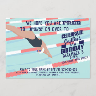 Convite para festa de natação de piscina na piscin