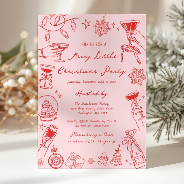 Convite para Festa de Natal Alegre (Merry Little Christmas Party Invitation)