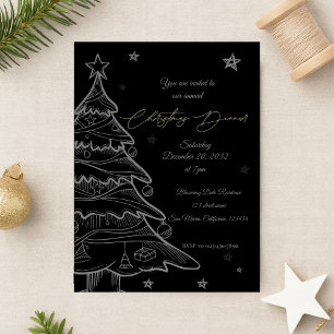 Convite para Festa de Natal Árvore de Natal Preta