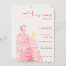 Convite para Festa de Natal Árvore de Natal Rosa