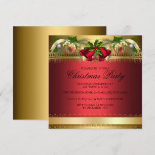 Convite para Festa de Natal Bolas e Sininhos Verme