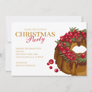 Convite para Festa de Natal Bolo Bundt de Cranberr