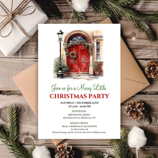 Convite para festa de Natal cena de Inverno Capric (Whimsical Winter scene holiday party invitation

)