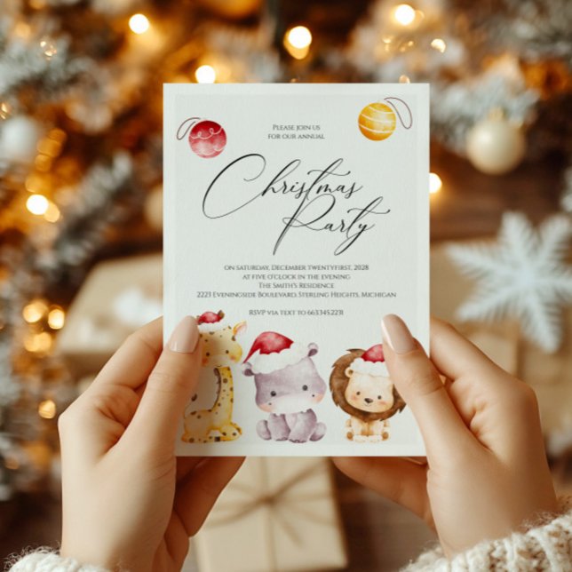 Convite para Festa de Natal com Animais de Fim de  (Criador carregado)