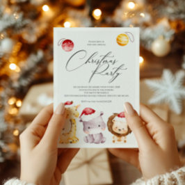 Convite para Festa de Natal com Animais Fofos de F