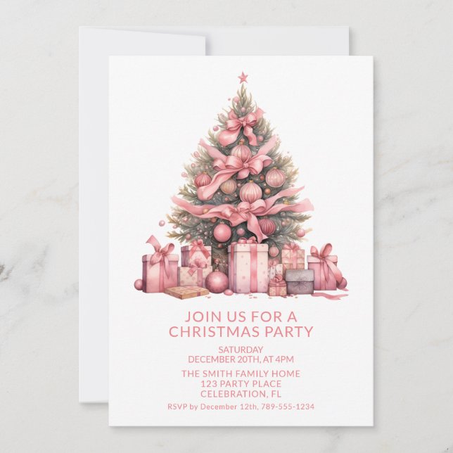Convite para Festa de Natal com Árvore de Natal Ro (Frente)