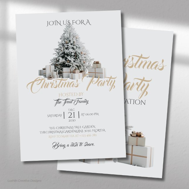 Convite para Festa de Natal com Árvore e Presentes (Criador carregado)