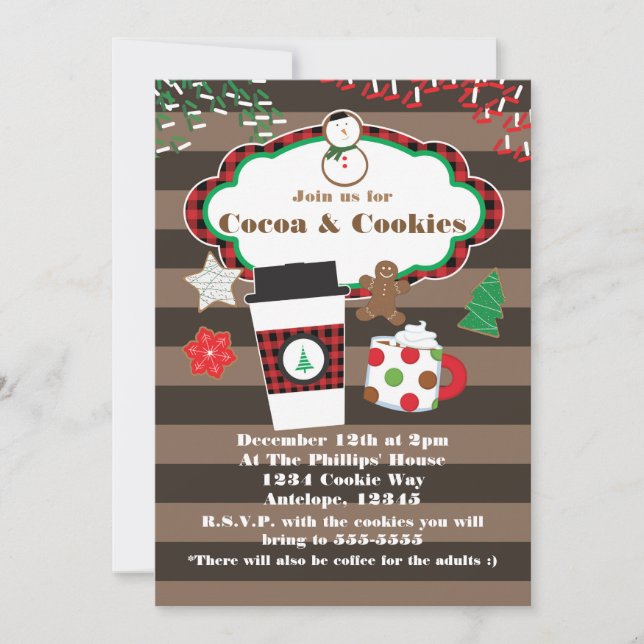 Convite para Festa de Natal com Cacau e Biscoitos (Frente)