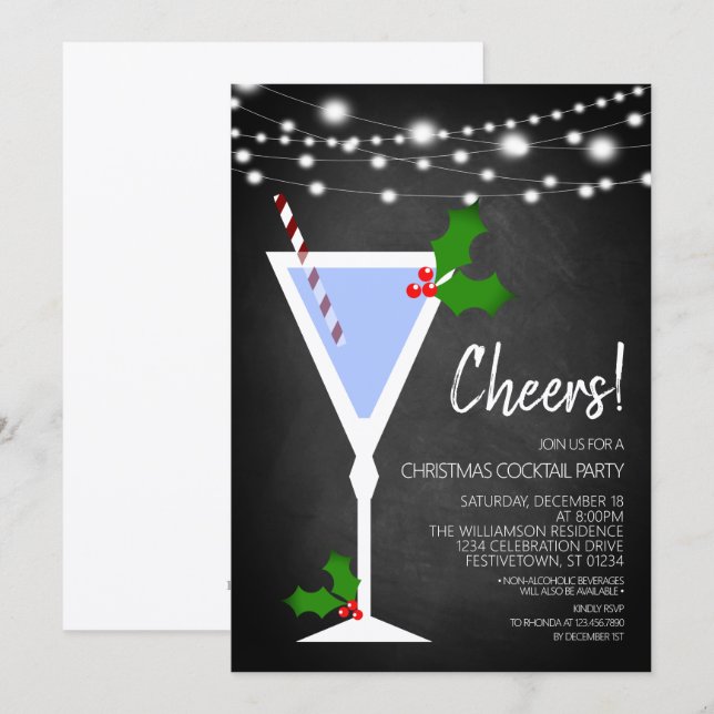 Convite para Festa de Natal com Coquetel (Frente/Verso)