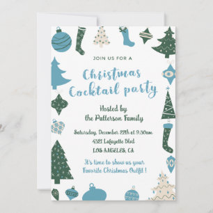 Convite para Festa de Natal com Coquetel Verde Azu
