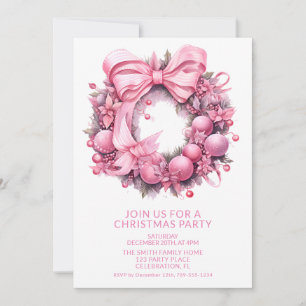 Convite para Festa de Natal com Coroa de Natal Ros