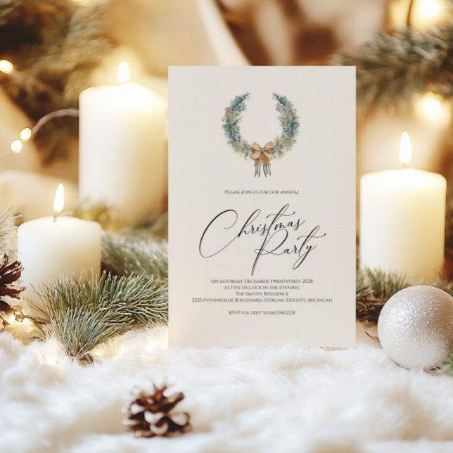 Convite para Festa de Natal com Coroa Festiva (Criador carregado)