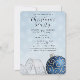 Convite para Festa de Natal com Enfeite Azul e Pra