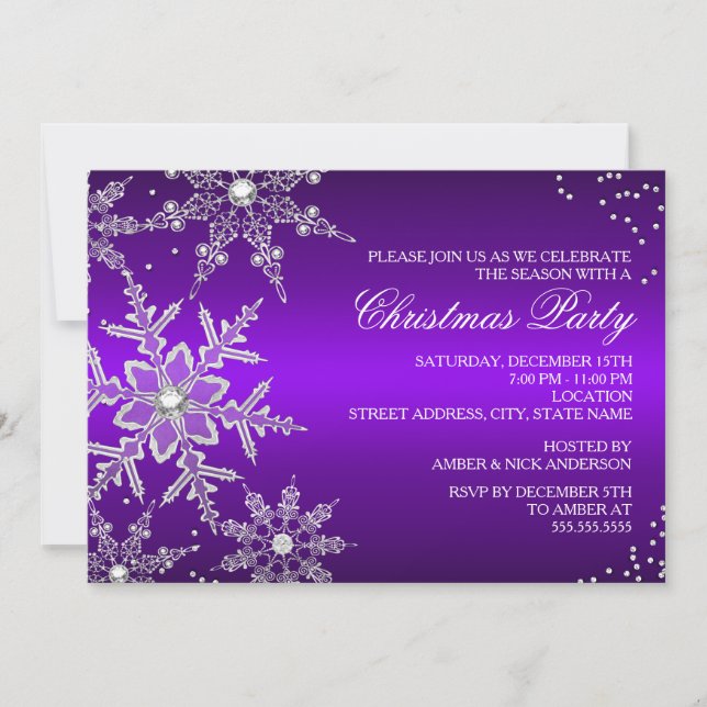 Convite para Festa de Natal com Floco de Neve de C (Frente)
