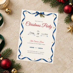 Convite para Festa de Natal com Laço Azul