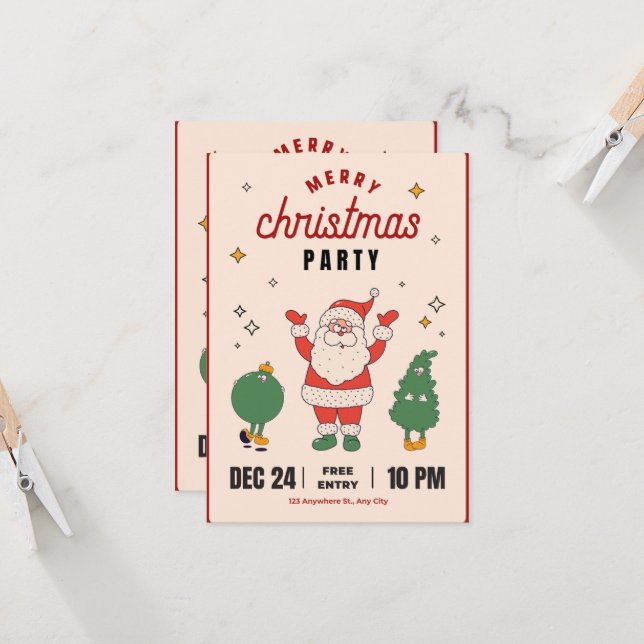Convite para Festa de Natal com Papai Noel (Frente/Verso In Situ)