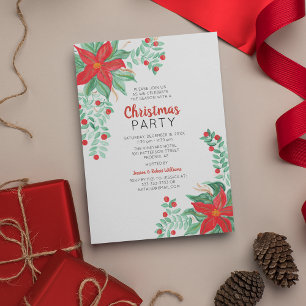 Convite para Festa de Natal com Poinsettia