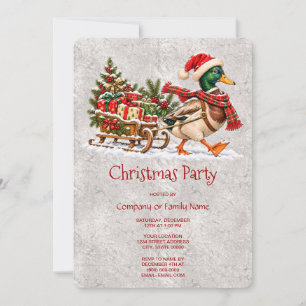 Convite para Festa de Natal com Trenó de Pato-real