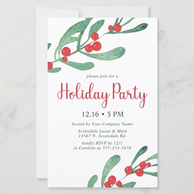 Convite para Festa de Natal da Empresa Holly com O (Frente)