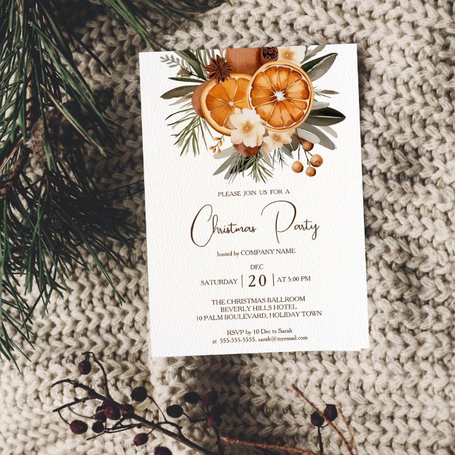 Convite para Festa de Natal da Office Company (Office Company Christmas Holiday Party invitation template digital download rustic citrus witer art)