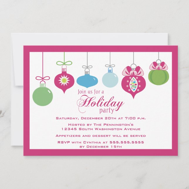 Convite para festa de Natal de adornos de chic da  (Frente)