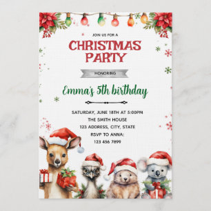 Convite para Festa de Natal de Animais Australiano