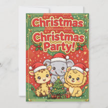 Convite para Festa de Natal de Animais da Savana