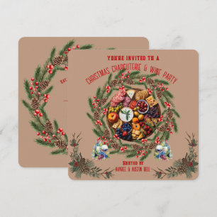 Convite para Festa de Natal de Charcuteria e Vinho