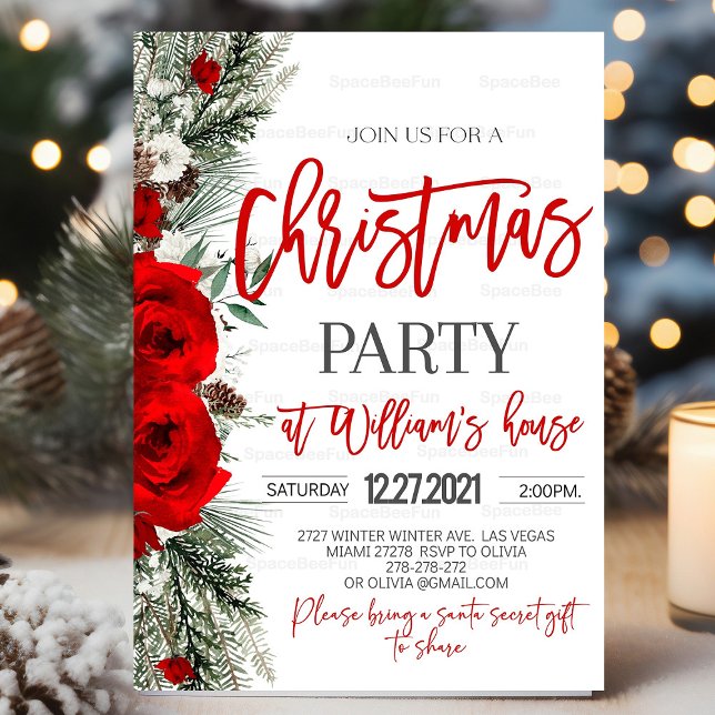 Convite para Festa de Natal de Convite de festas (Christmas Party Invitation,winter party invites,Christmas Party Invite, Christmas Party invitation,H)