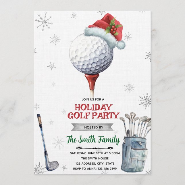 Convite para Festa de Natal de Golfe (Frente)