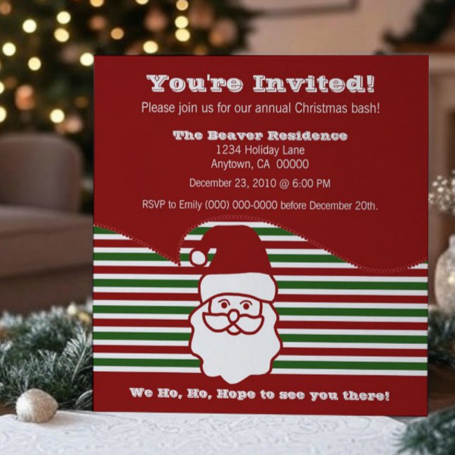 Convite para Festa de Natal de Papais noeis de Jol (Jolly Santa Christmas Party Invitation
)