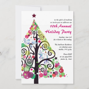 Convite para Festa de Natal de Pássaros Cantando