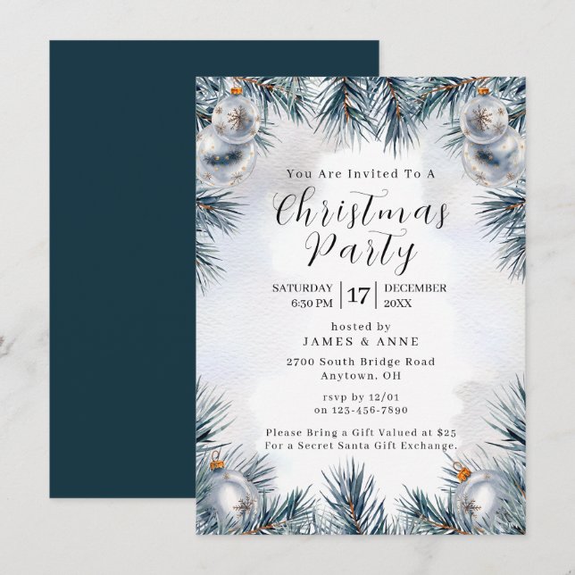 Convite para Festa de Natal de Pinheiro Azul (Frente/Verso)