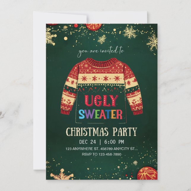 Convite para Festa de Natal de Suéter Feio (Frente)