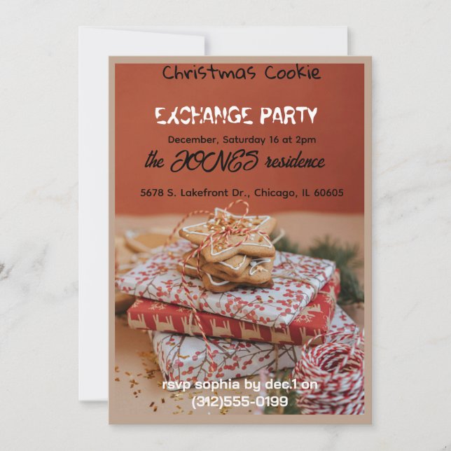 Convite para Festa de Natal de Troca de Biscoitos (Frente)