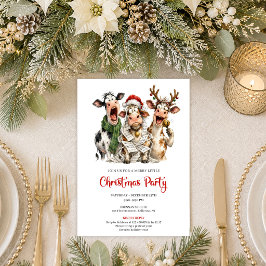 Convite para Festa de Natal de Vacas Divertidas e