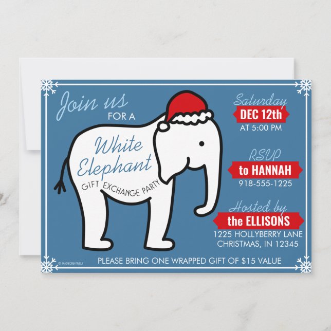 Convite para Festa de Natal do Elefante Branco (Az (Frente)