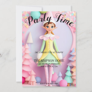 Convite para Festa de Natal do Elf Whimsical