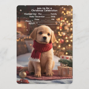 Convite para Festa de Natal do Golden Retriever