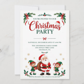 Convite para Festa de Natal do Papai Noel e Elfos