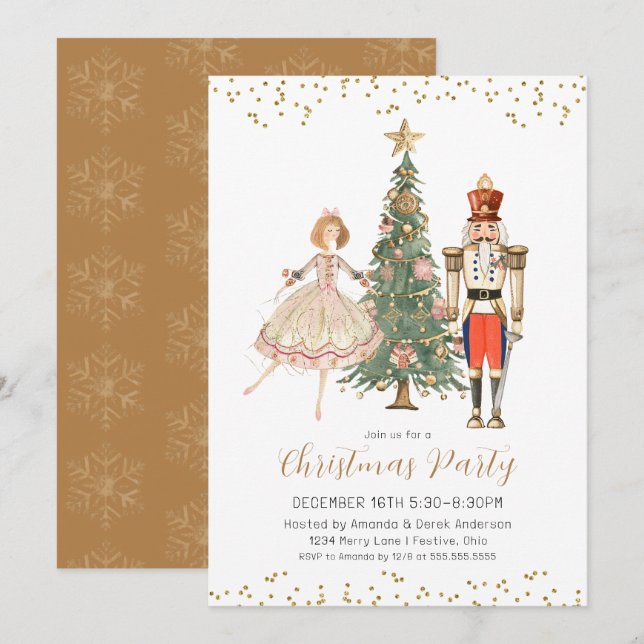 Convite para Festa de Natal do Quebra-Nozes (Frente/Verso)