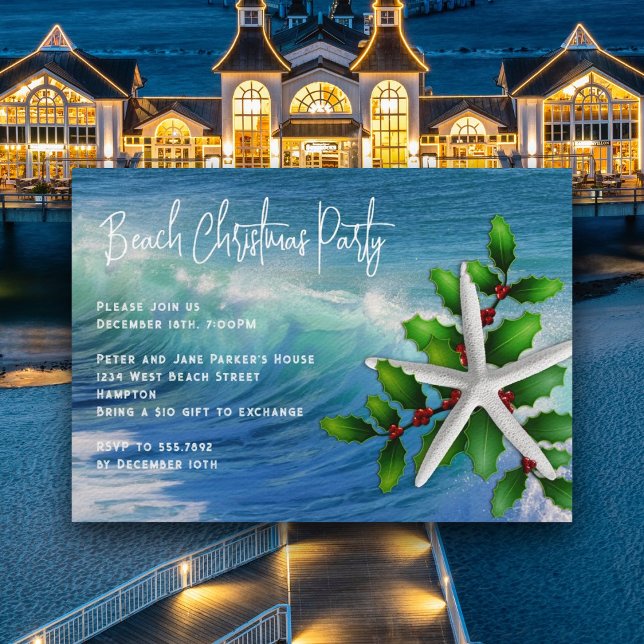 Convite para Festa de Natal Estrela do Mar Oceano (Criador carregado)