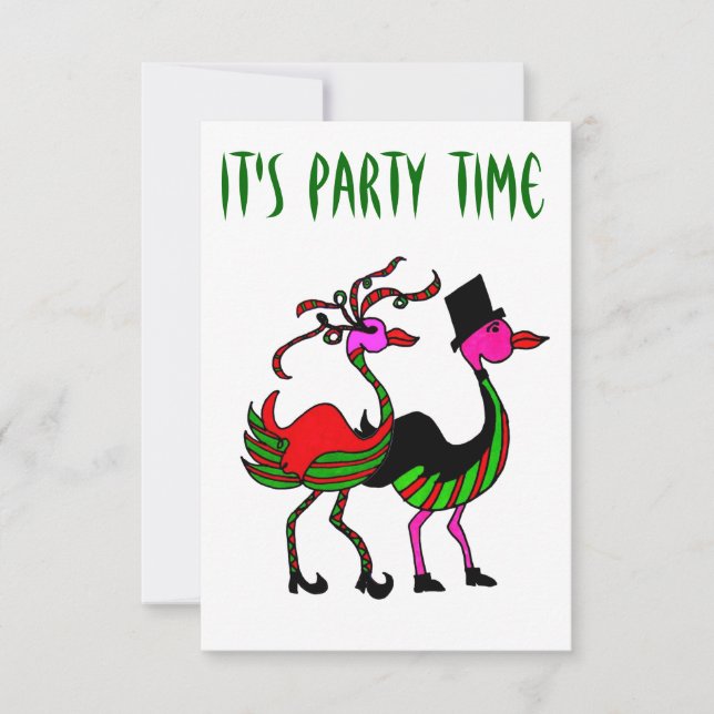 Convite para Festa de Natal Flamingo (Frente)