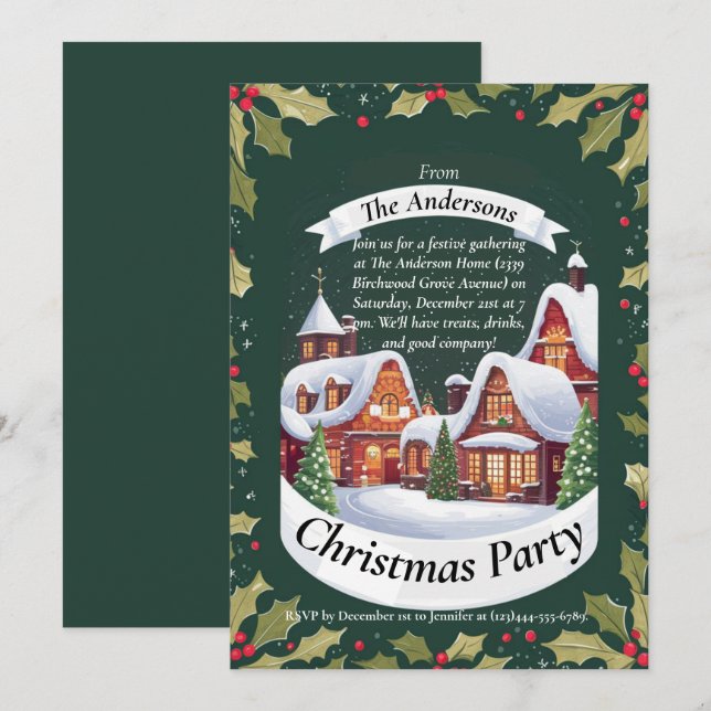 Convite para Festa de Natal Fofo Festivo (Frente/Verso)