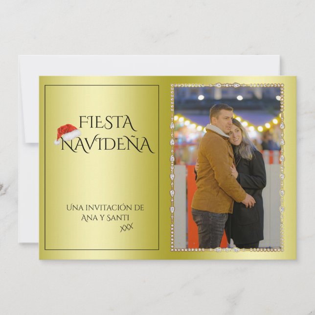 Convite para Festa de Natal Foto Fiesta Navideña (Frente)