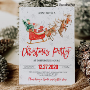 Convite para festa de Natal Inverno Papai Noel Ren